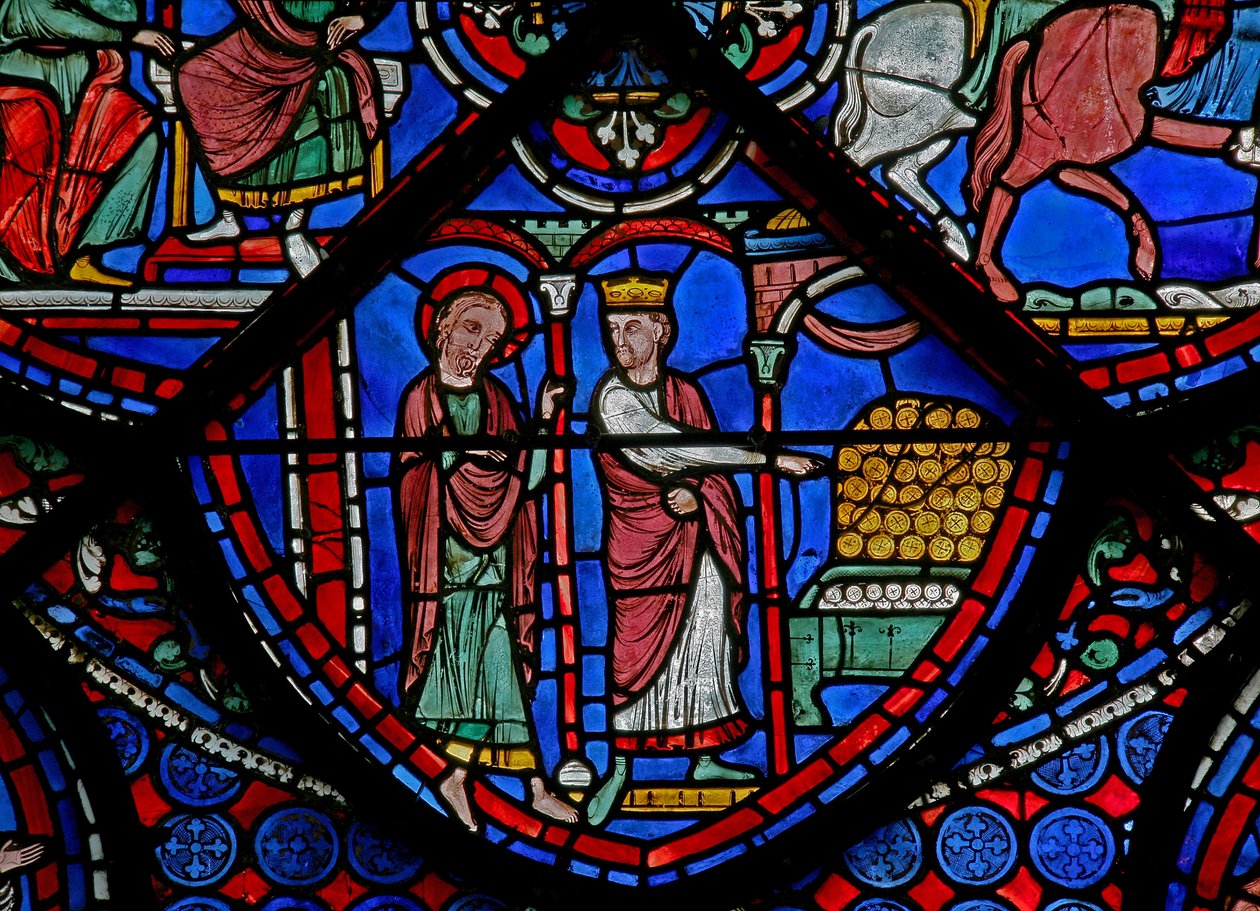 St Thomas penceresi: kral tarafından altın olarak gösteriliyor (w23) by French School