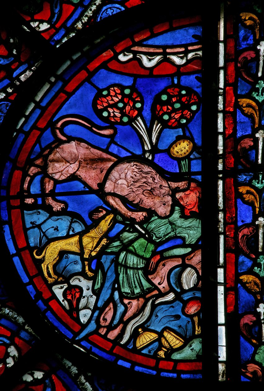 St Thomas penceresi: uşak hayvanlar tarafından yutulur (w23) by French School