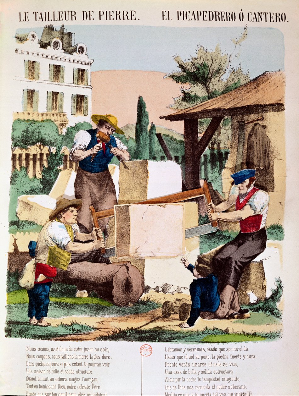 Taş Ustaları, bir çocuk kitabından örnek, 1890 dolayları by French School