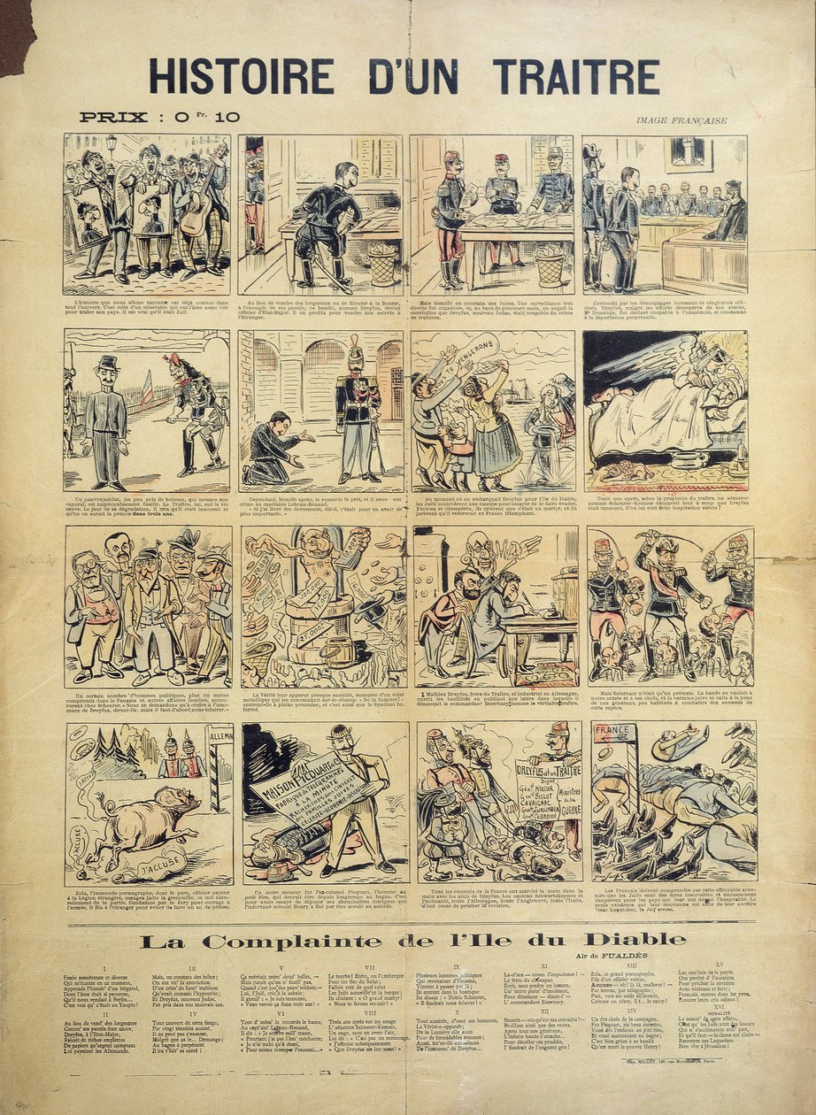 Bir Hainin Hikayesi, Dreyfusard karşıtı çizgi film ve şarkı sayfası by French School