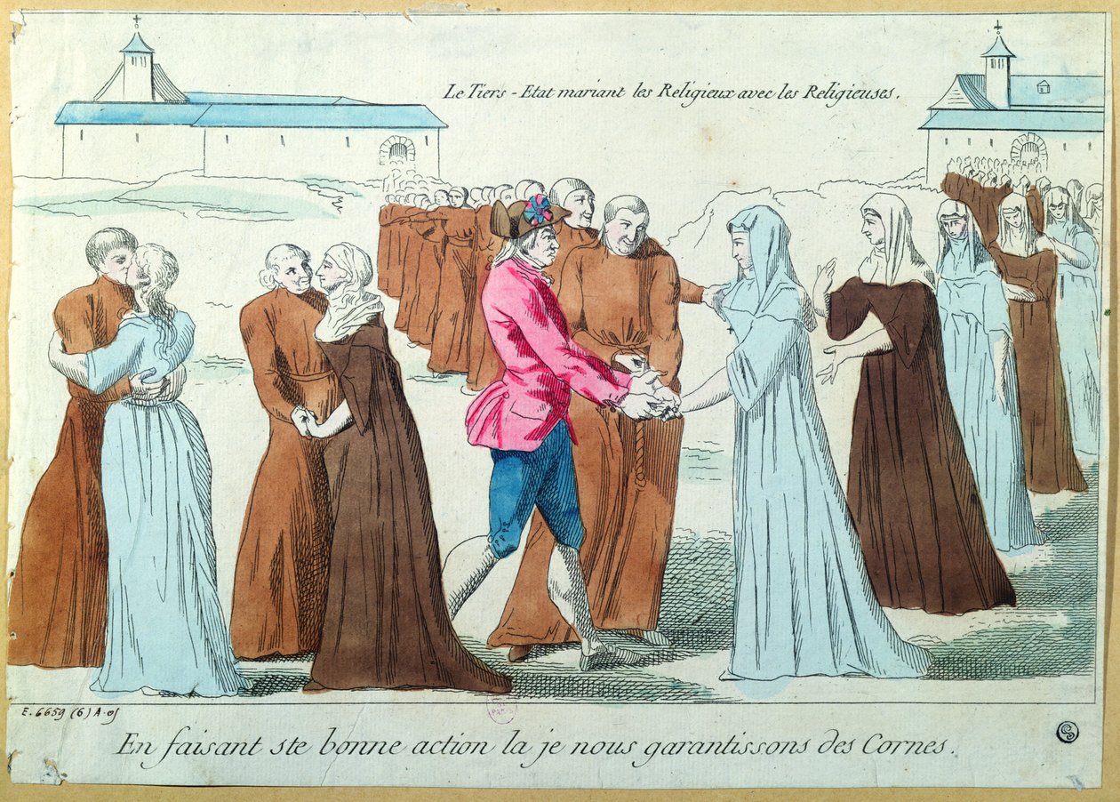 Rahibeleri Rahibelerle Evlendiren Üçüncü Mülk, c.1792 by French School