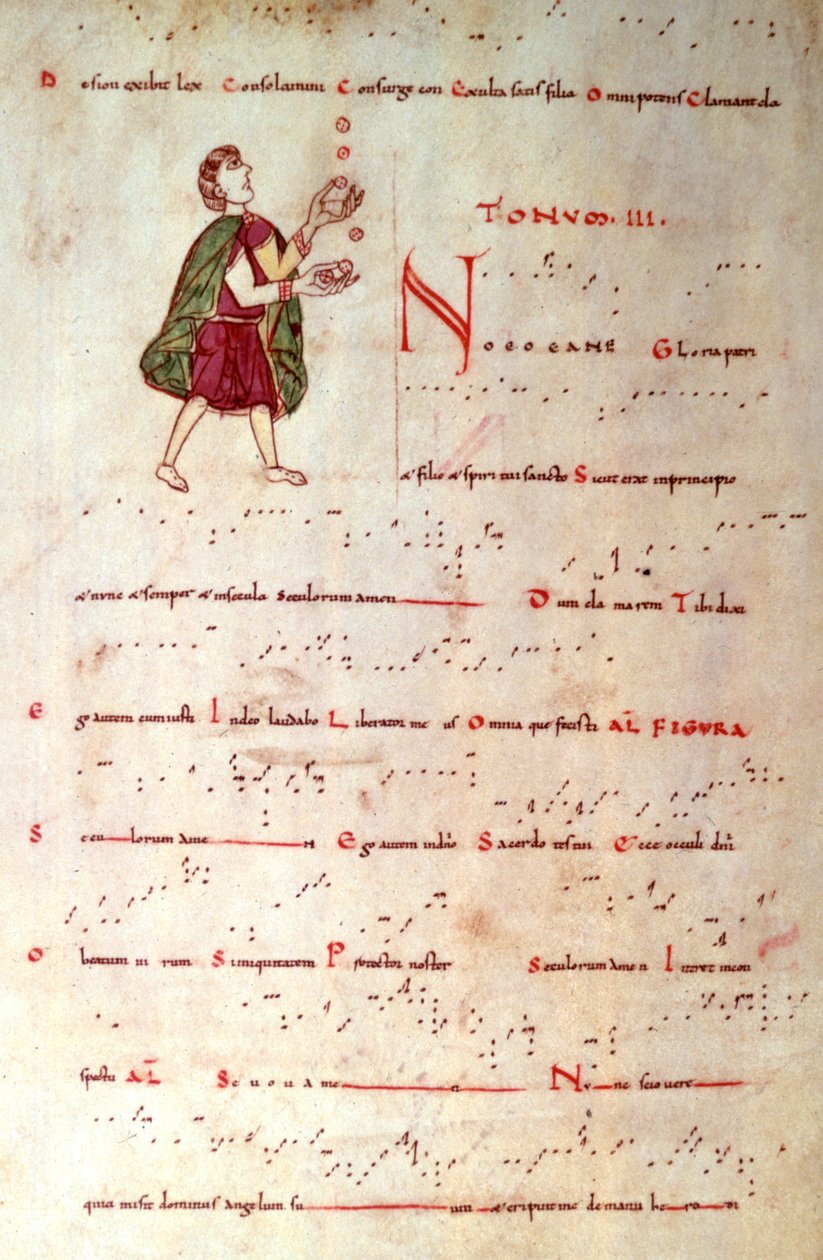 Üçüncü Mod, Aquitanian notasyonundaki bir tonerden (parşömen) by French School