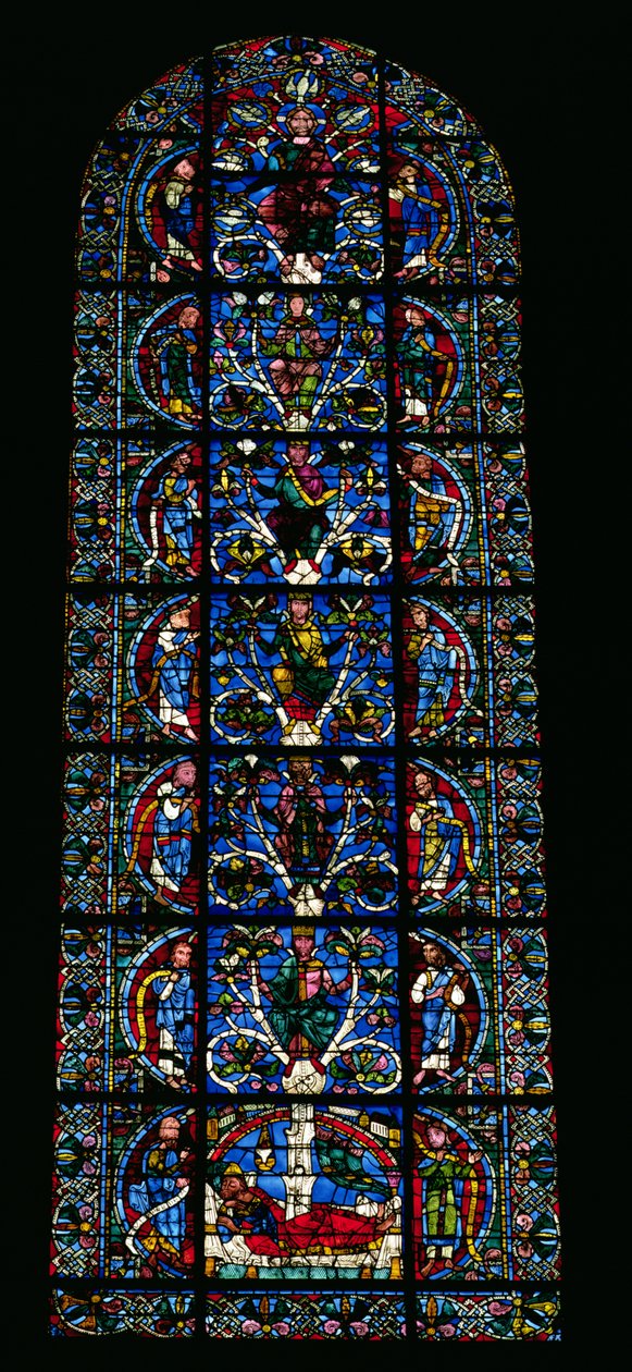 Jesse Ağacı, batı cephesinde sivri uçlu pencere (vitray) (98062 detayı) by French School