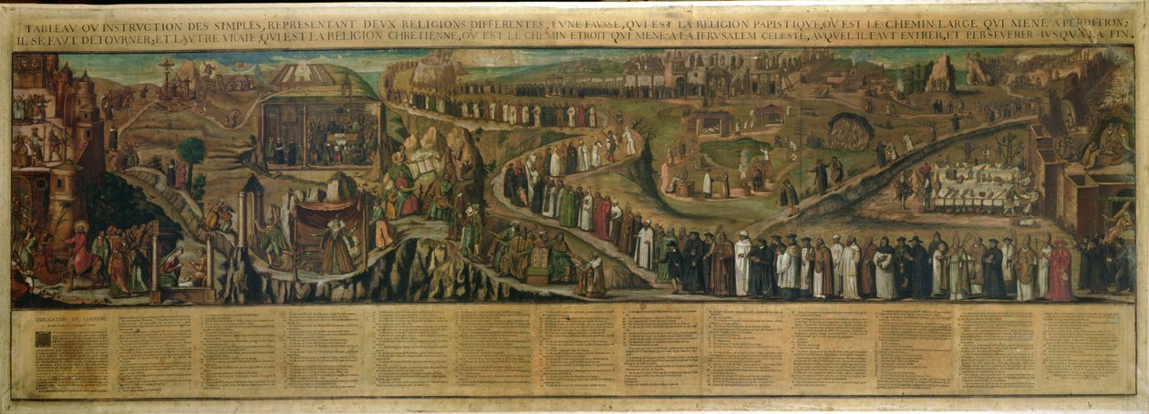 The Two Paths of Religion, Protestanlık ve Katoliklik arasındaki ayrımın tasviri (ayrıca bkz. 174605 ve 174606) by French School