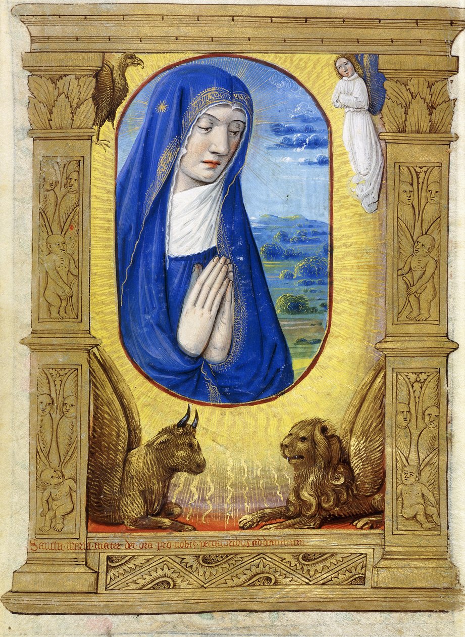 The Virgin Praying, c.1500 (parşömen üzerine boya ve mürekkep) by French School