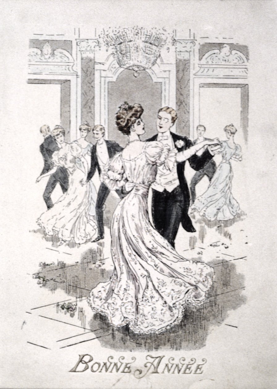 Vals, Fransız Yeni Yıl kartı, 19. yüzyılın sonlarında by French School
