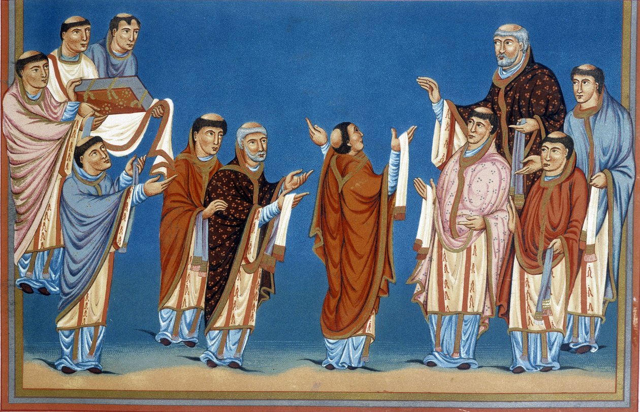 Tours'un Saint Martin (Saint Martin) kanonları, Kral II. Charles'ı teklif ederek, manastırlarında yazılmış bir İncil olan Kel'i (823-877) çağırdı. by French School