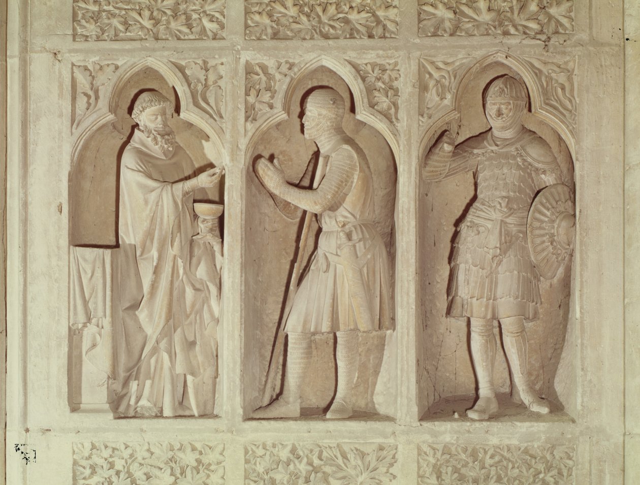 Bir şövalye cemaati, nefin batı ucundan detay, 1245-57 by French School
