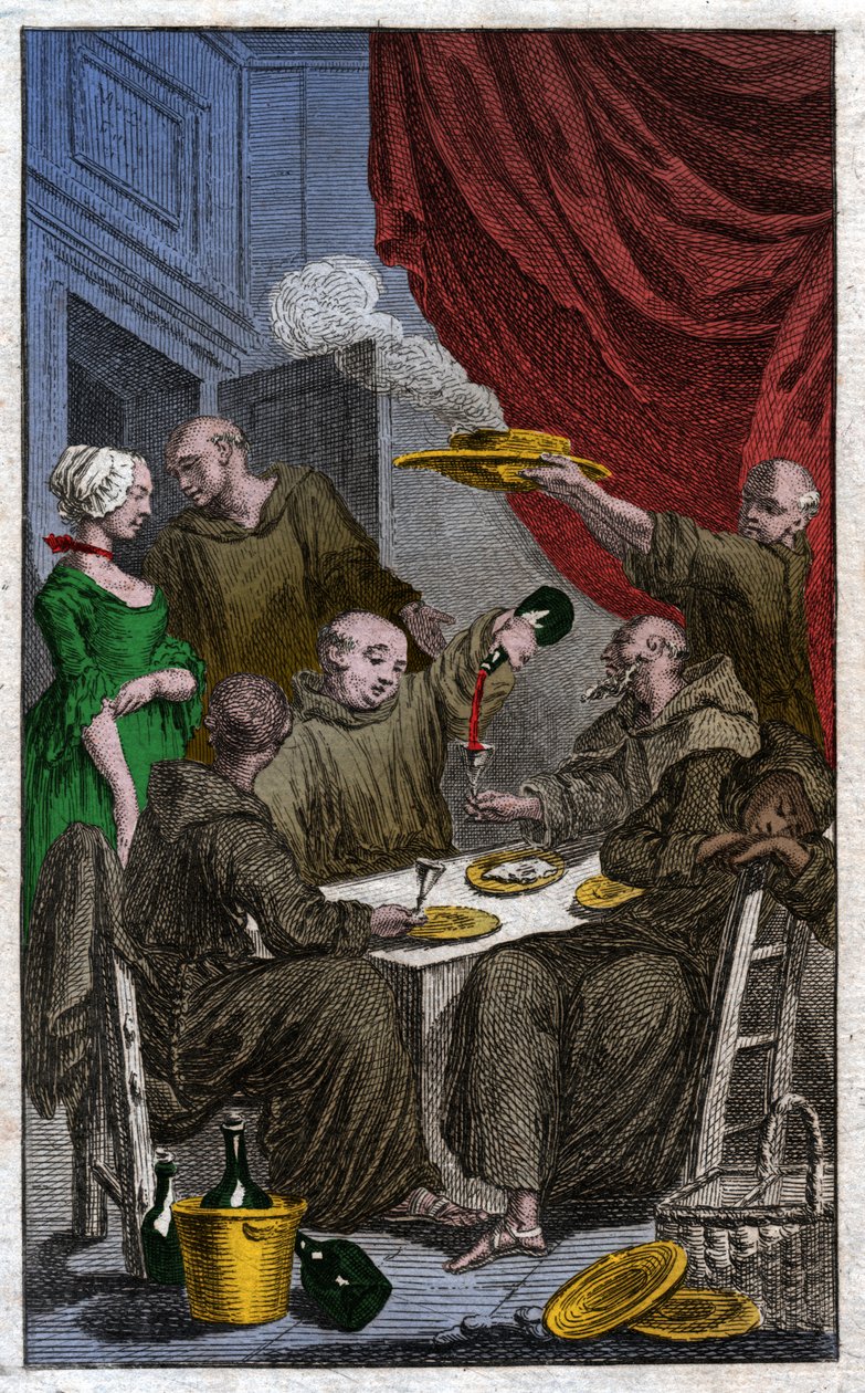 Keşişlerin şöleni (18. yüzyıl gravürü) by French School