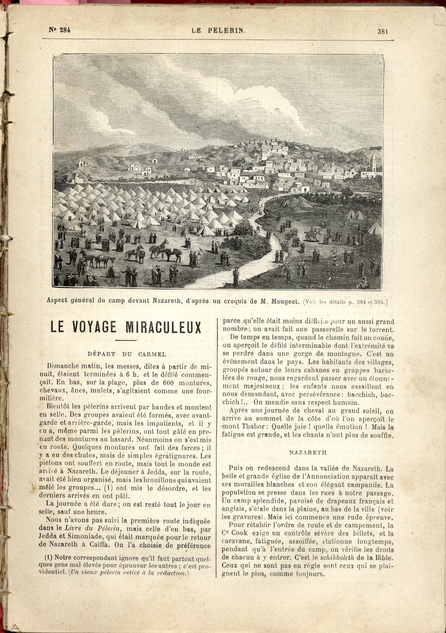 Nasıra'nın önündeki kampın genel görünümü, M. Mougeot., Le Pèlerin'in eskizine dayanmaktadır. by French School