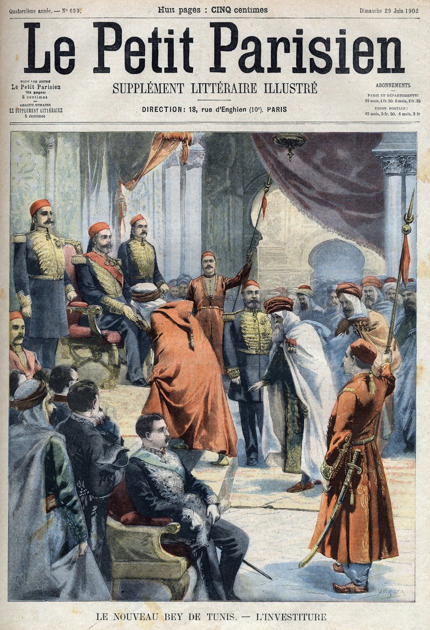 The inauguration of the new Bey of Tunis Hedi Bey (Muhammad El Hadi Bey by French School
