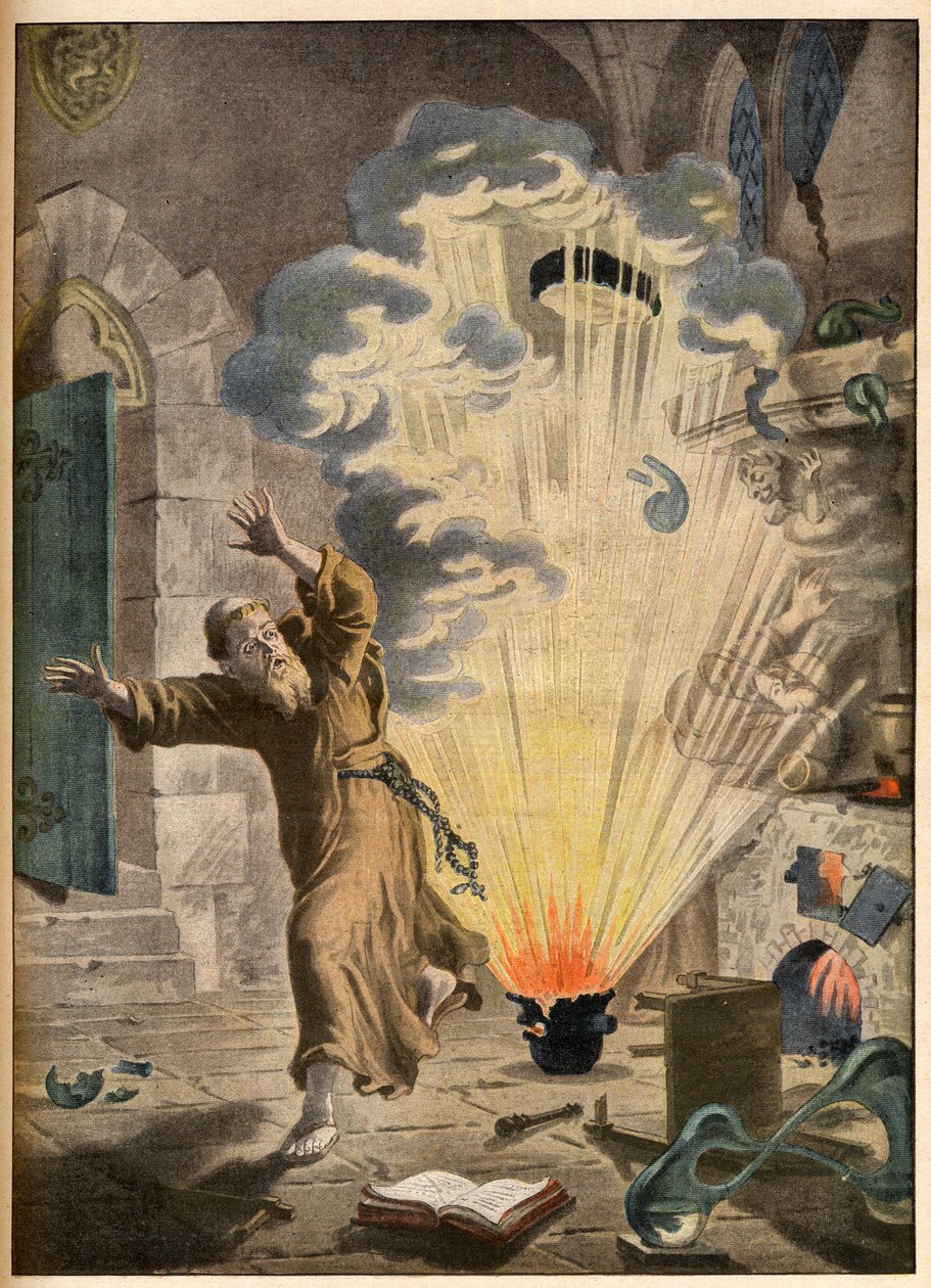 Barutun Alman keşiş ve simyacı Berthold Schwartz tarafından icadı (yaklaşık 1318-1384) - Şanlı icatlar. Pudra. Le petit Journal için illüstrasyon, 27 Ocak 1901. by French School