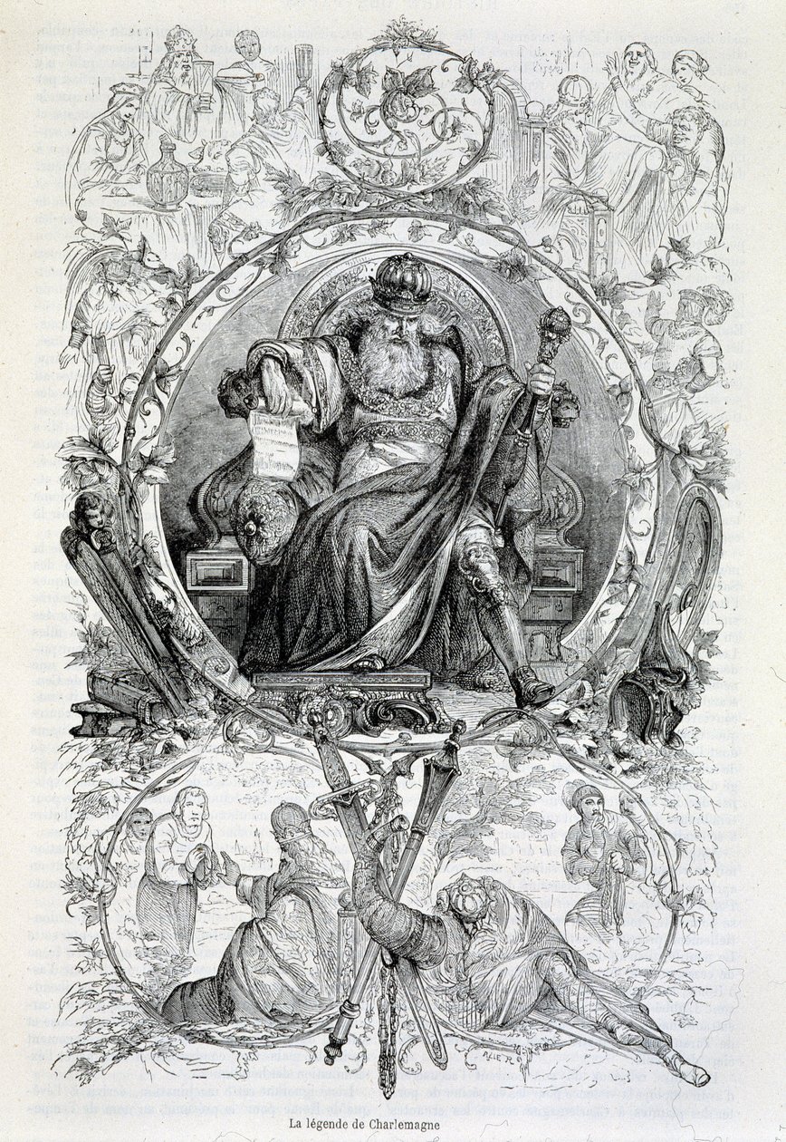 Charlemagne efsanesi, gravür by French School