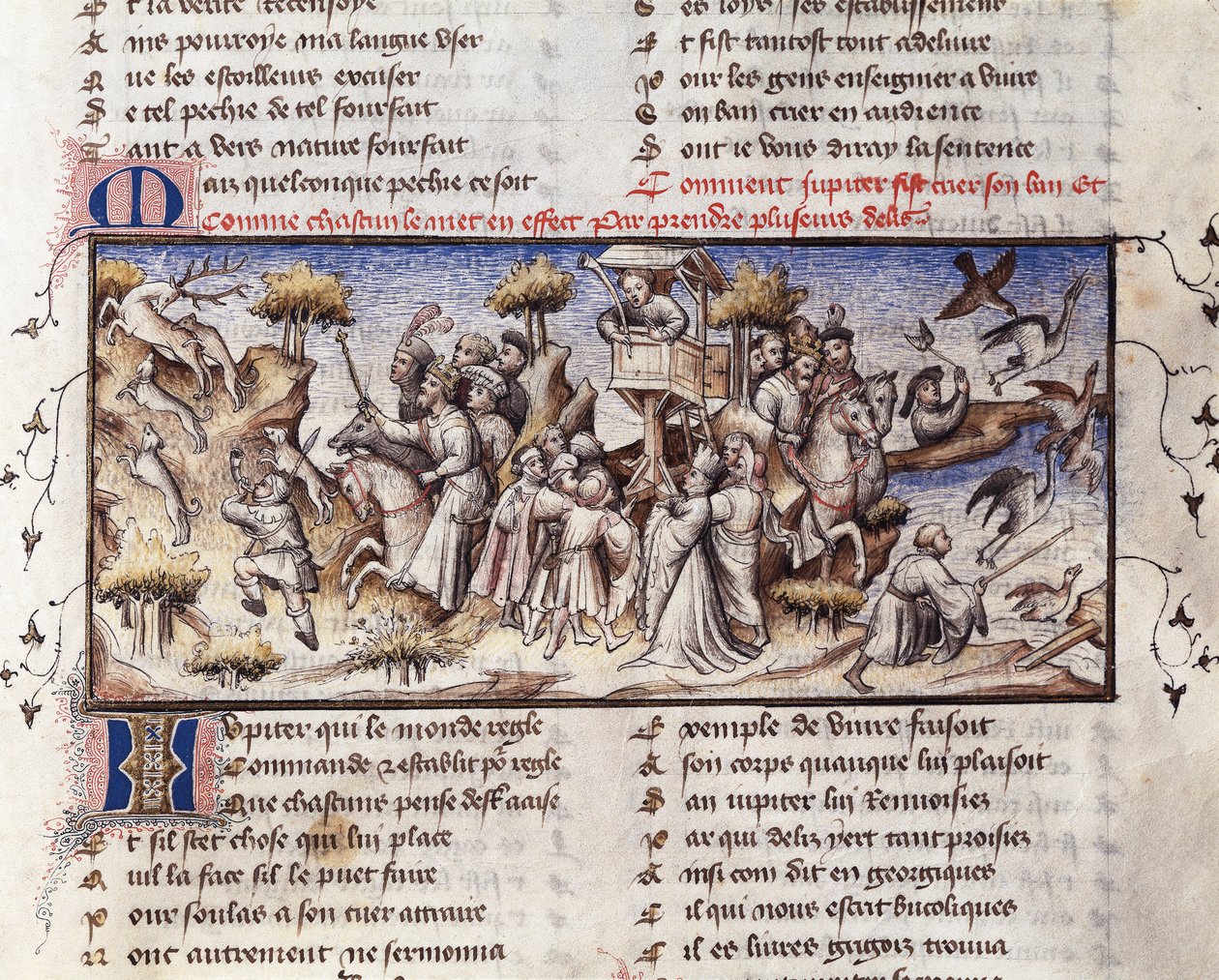 'Le Roman de la Rose'dan Jüpiter'in etkisi altında avlanan soylular by French School