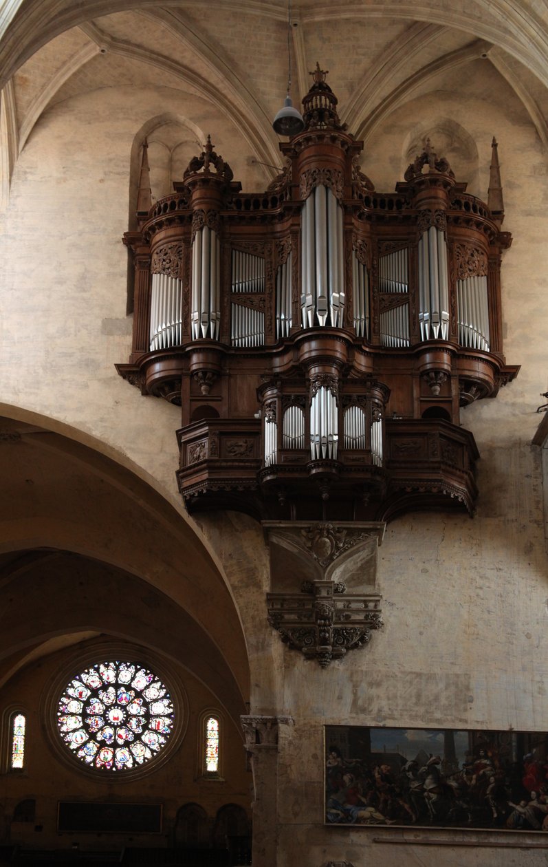 Organ ve batı gül penceresi (gül pencere - iç) by French School
