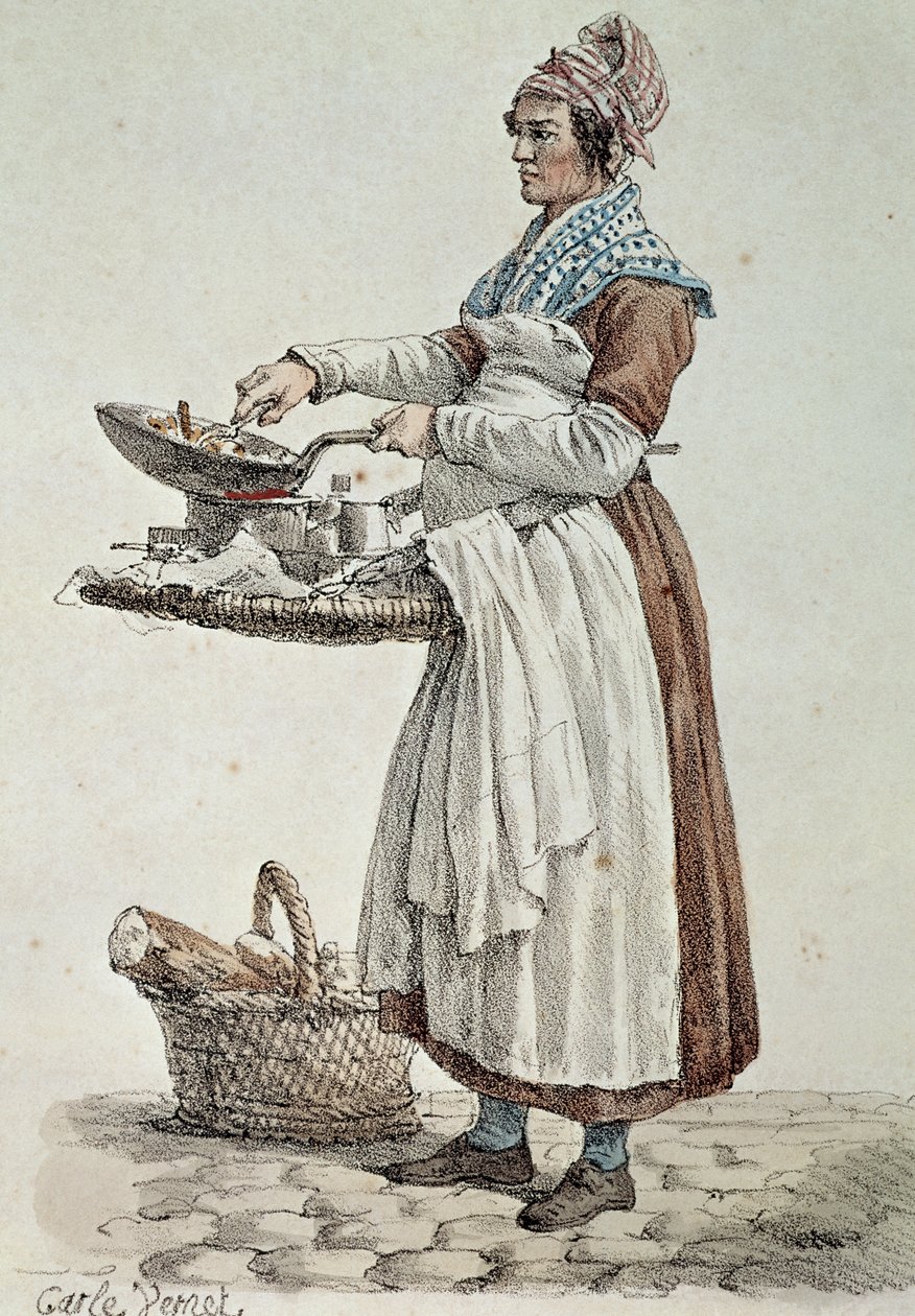 Sosis satıcısı, baskı, Fransa by French School