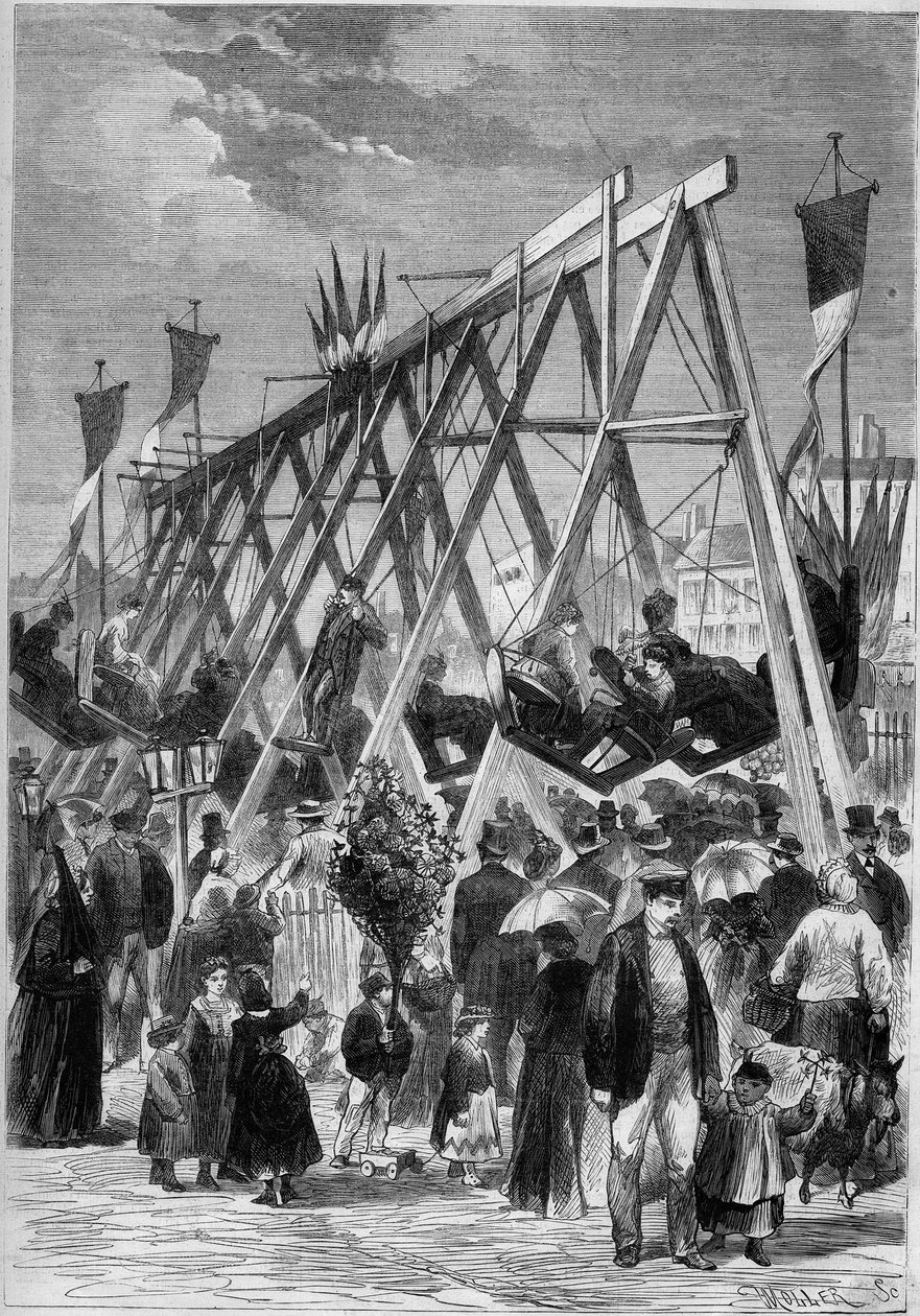 Surlar alanında Malakoff köyünün salıncakları. Paris by French School