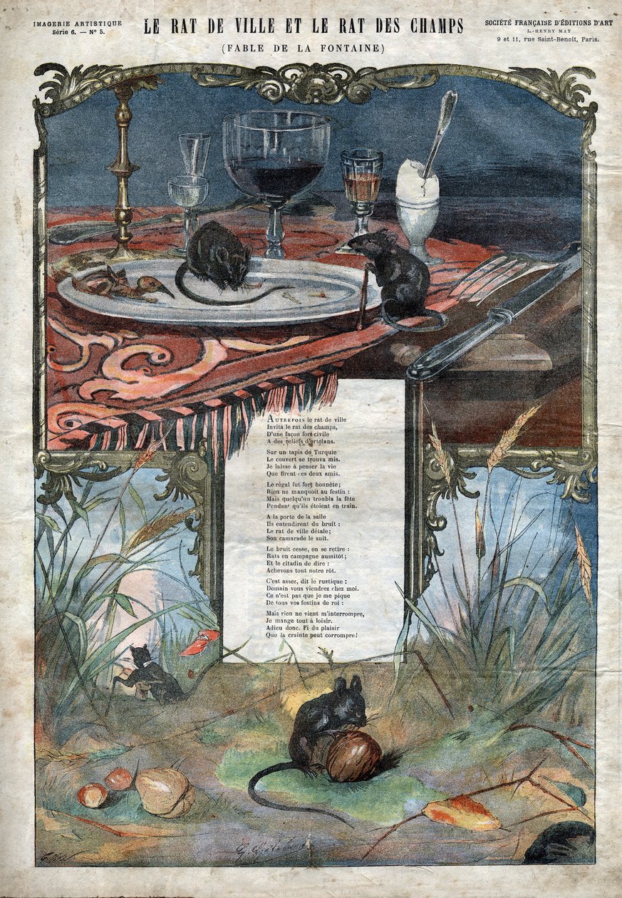 Kasaba faresi ve tarla faresi. Jean de La Fontaine