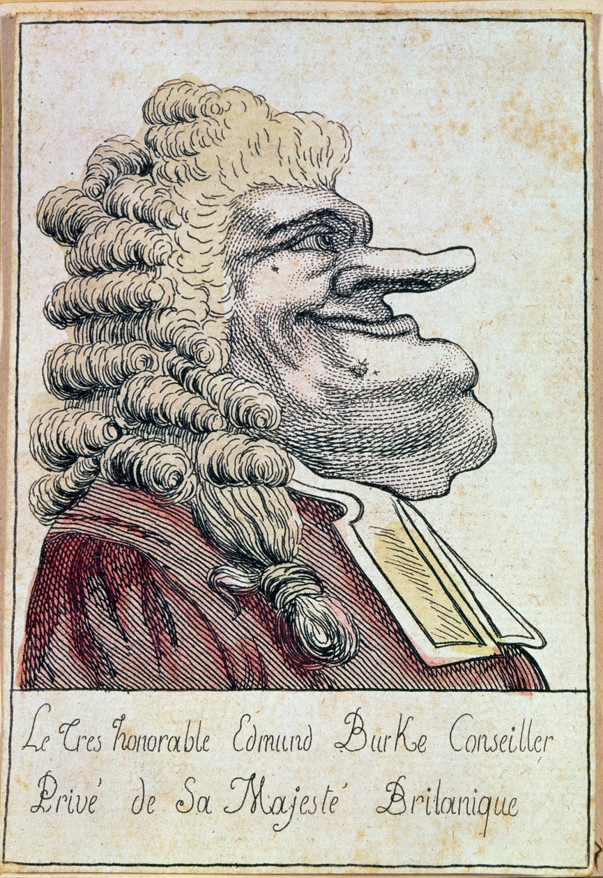 Çok onurlu Edmund Burke, Majestelerinin özel danışmanı, İngiliz kralı, Fransız karikatürü, c.1790 by French School