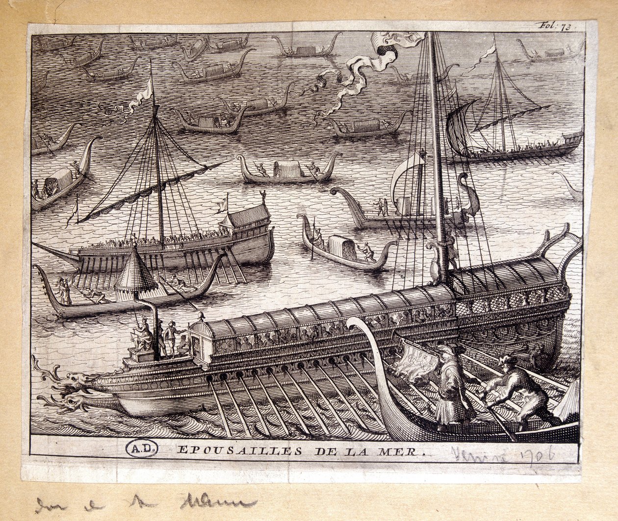 1706 yılında deniz ile Venedik Doge eşleri - gravür by French School