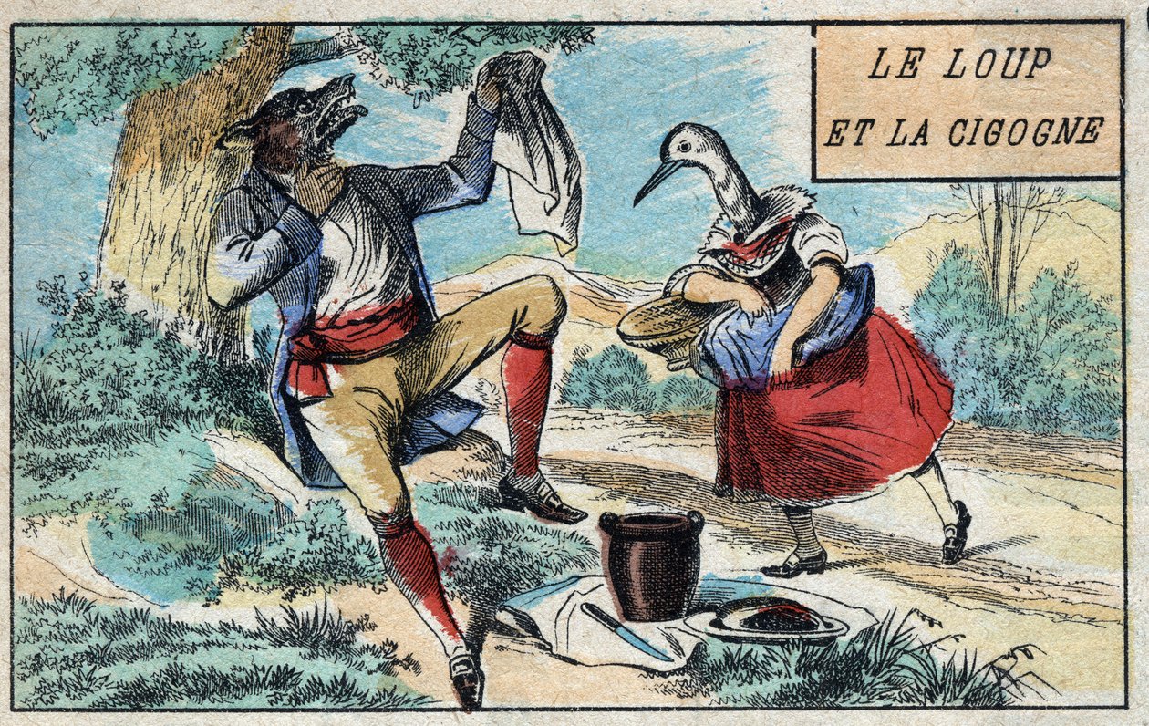 Kurt ve leylek. Jean de La Fontaine