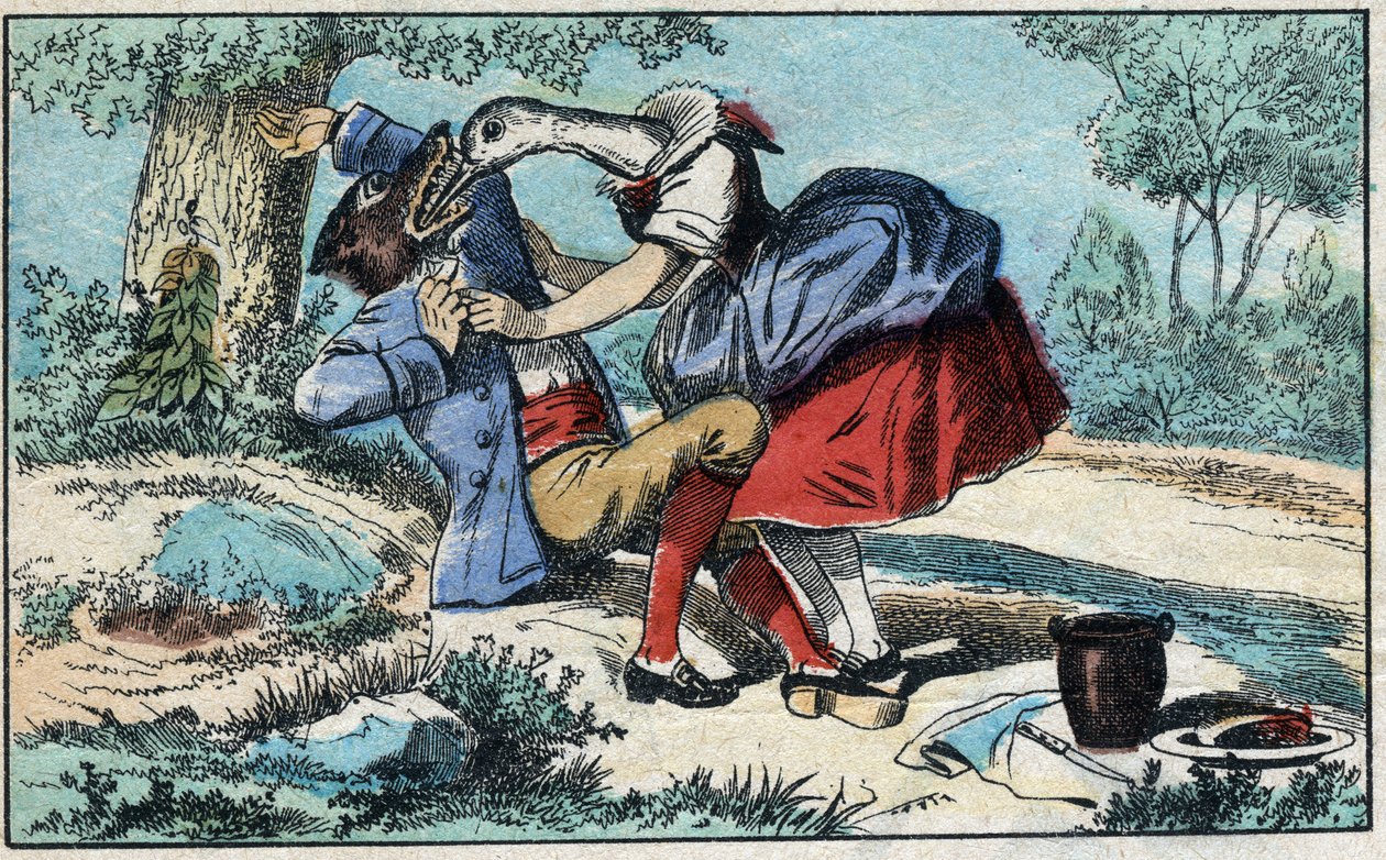 Kurt ve leylek. Jean de La Fontaine