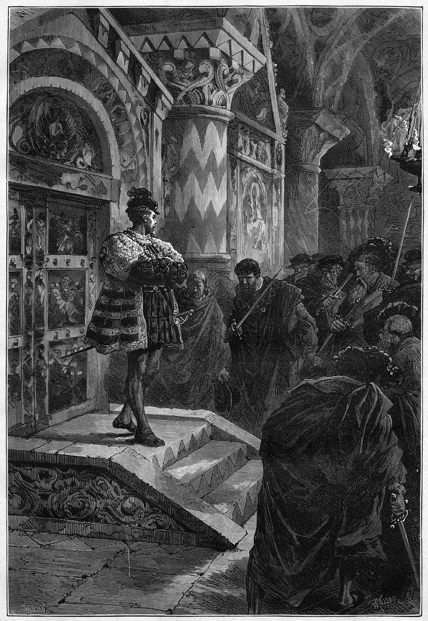 Tiyatro gösterimi: Victor Hugo (1802-1885), 4. perde sahne 4. Paris, Comedie Francaise tarafından “” Hernani” by French School