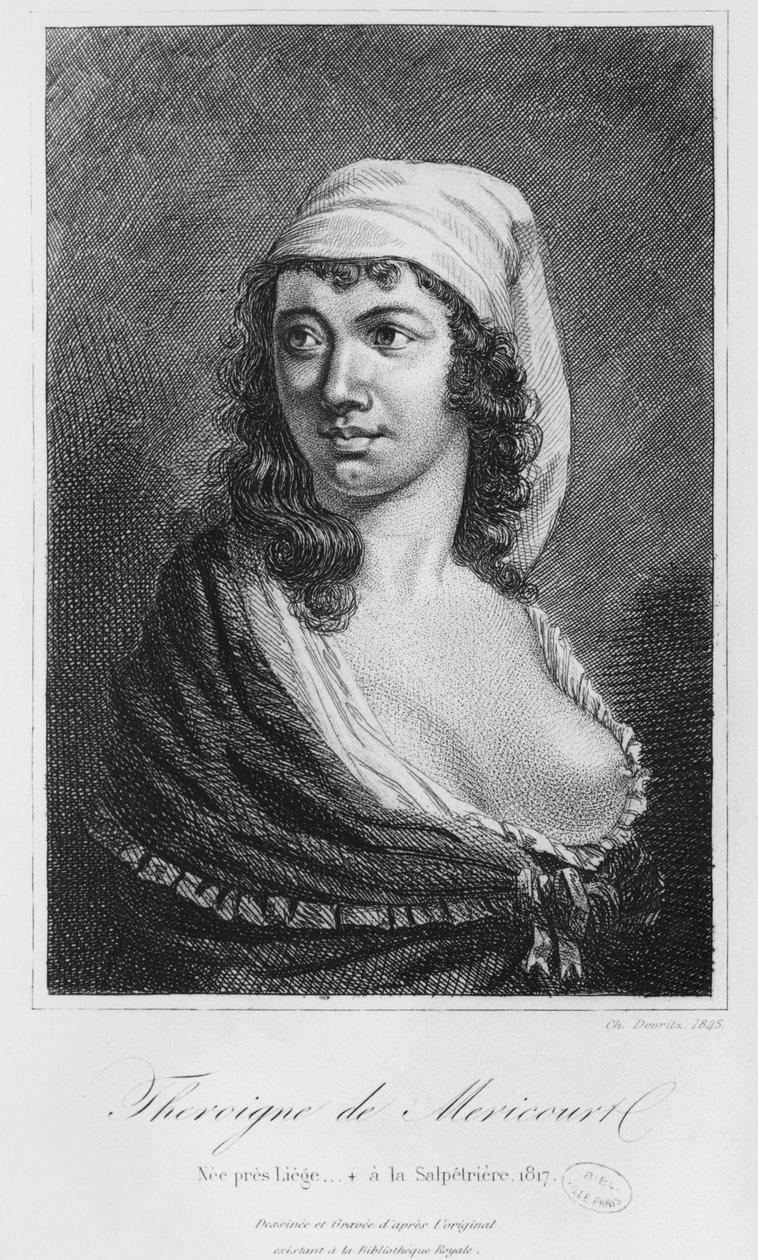 Theroigne de Mericourt, Charles Devrits tarafından kazınmış (19. yüzyıl) 1845 by French School