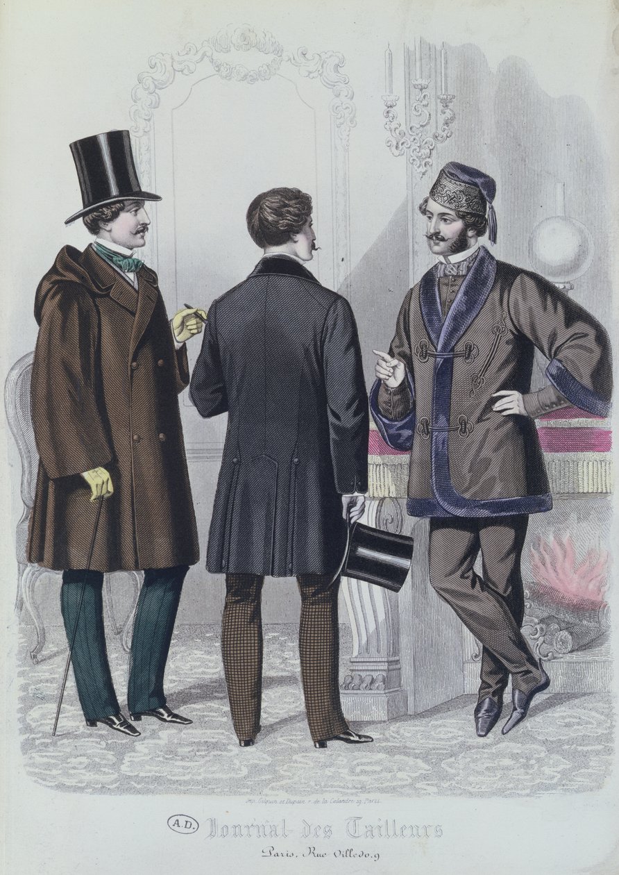 Üç Zarif Genç Adam, Aralık 1856 (renkli gravür) by French School