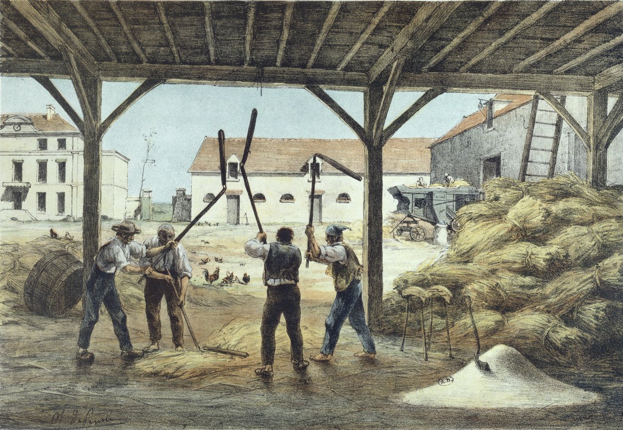Harman mısırı, bir okul ders kitabından illüstrasyon Enseignement par les yeux, 2. yarı 19. yüzyıl by French School