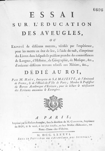 Valentin Hauy (1745-1822) tarafından 1786