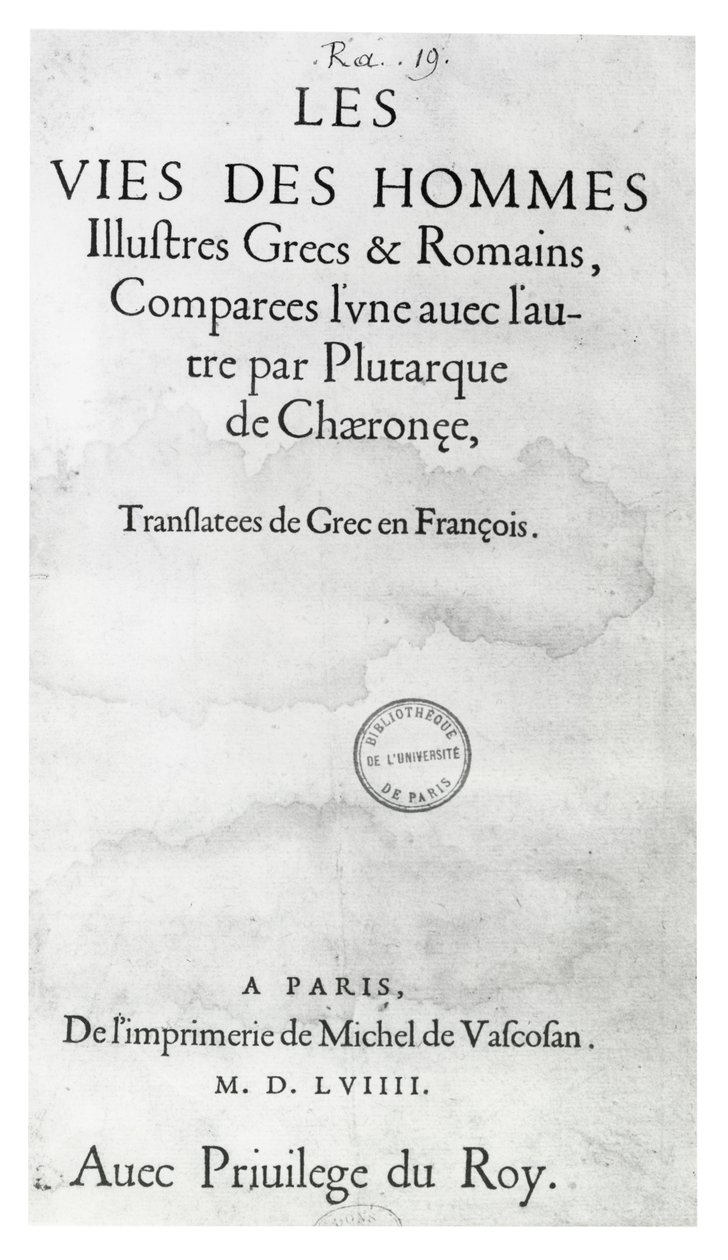 Michel de Vascosan tarafından basılan Plutarch