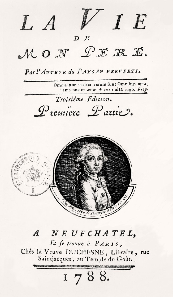 "Babamın Hayatı"nın başlık sayfası, 1788 by French School