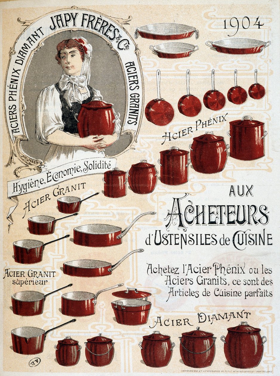 Mutfak eşyaları alıcılarına. Phenix Steel veya Granite Steel satın alın, bunlar mükemmel mutfak eşyaları - Reklam etiketi by French School