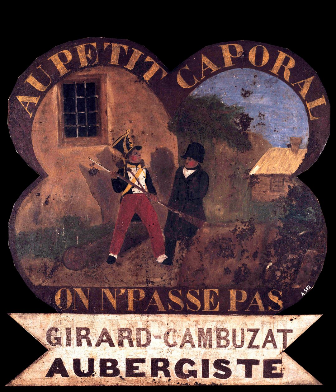 Tole Inn işareti “” Küçük onbaşıya””” 1850 ile ilgili Napolyon I. Aix Adası, Napolyon Müzesi by French School
