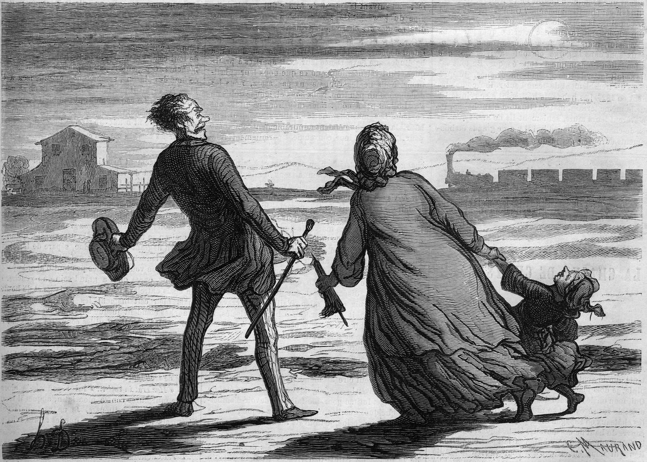 Çok geç! : bir aile az önce trenini kaçırdı. Honore Daumier