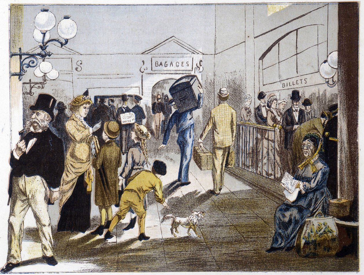 Tren istasyonu salonu, 19. yüzyılın sonlarında by French School