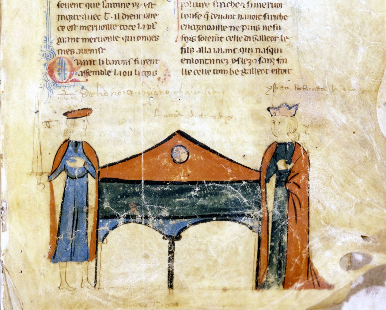 Tristan ve Iseult. 14. yüzyıla ait bir Fransız el yazmasının minyatürü. İncil Marciana, Venedik. by French School