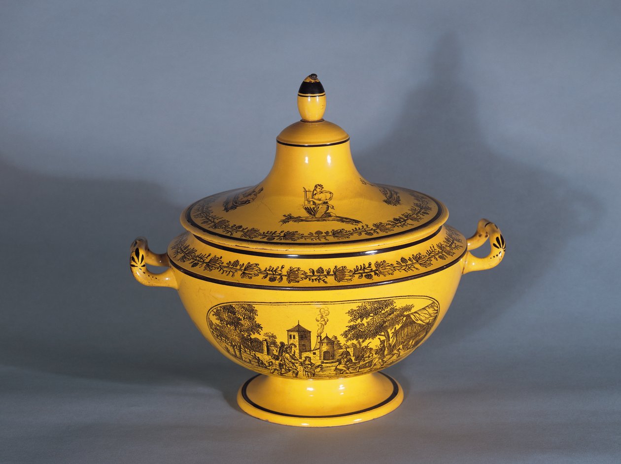 Siyah baskı tasarımlı kase, c.1820 (fayans) by French School
