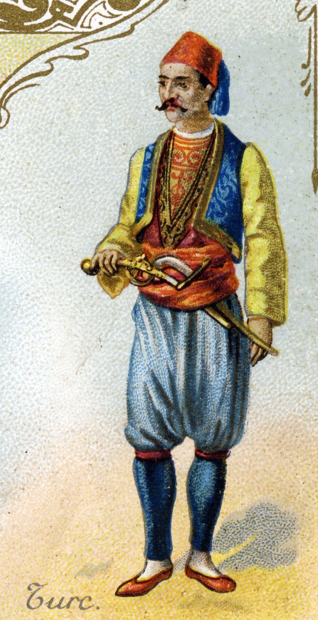 Türk erkeği . Parisli litografi baskısı, 19. yüzyılın sonu. 1869