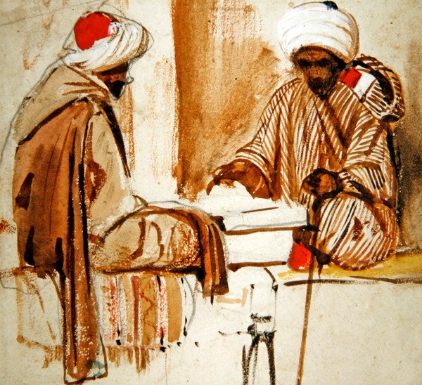 Tavla oynayan iki Arap by French School