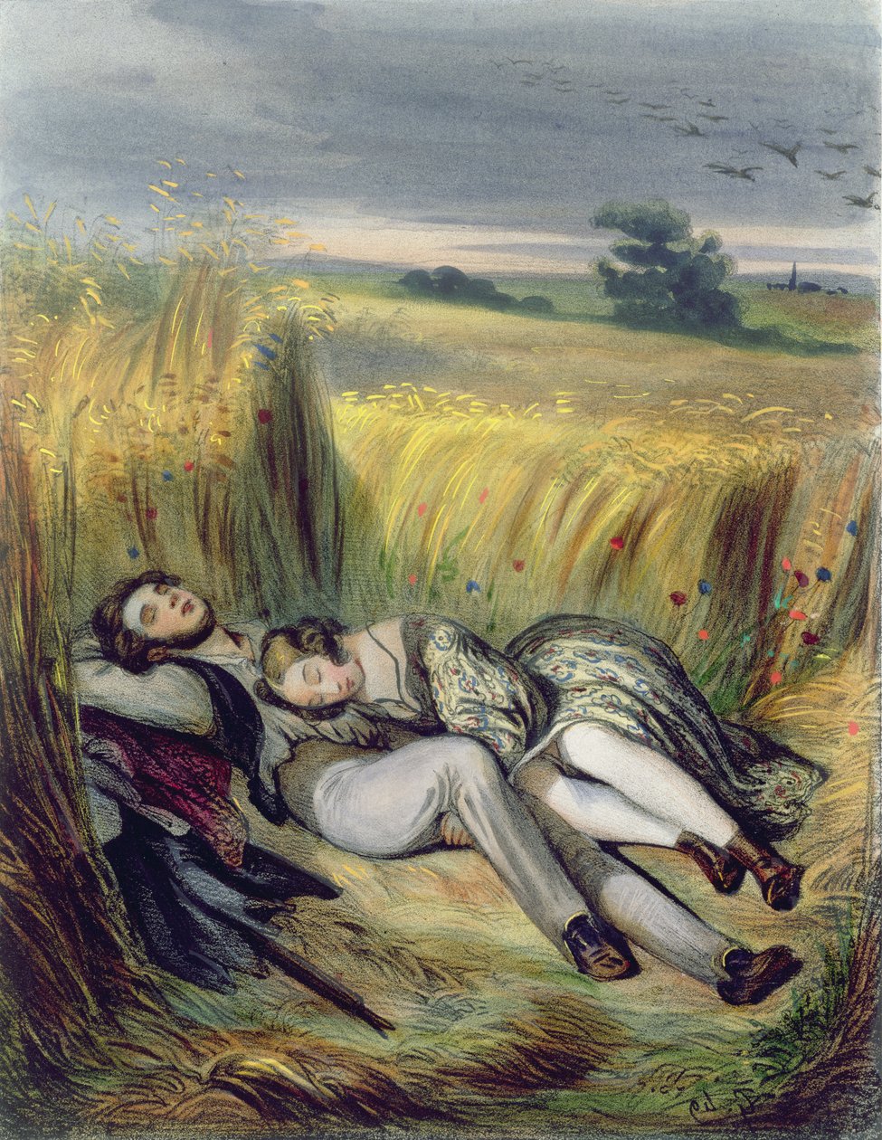 Mısır Tarlasında Yatan İki Aşık by French School