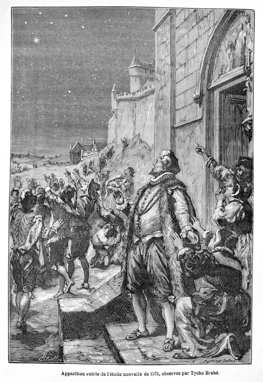 Tycho Brahe yeni bir yıldız görüyor (gravür) by French School