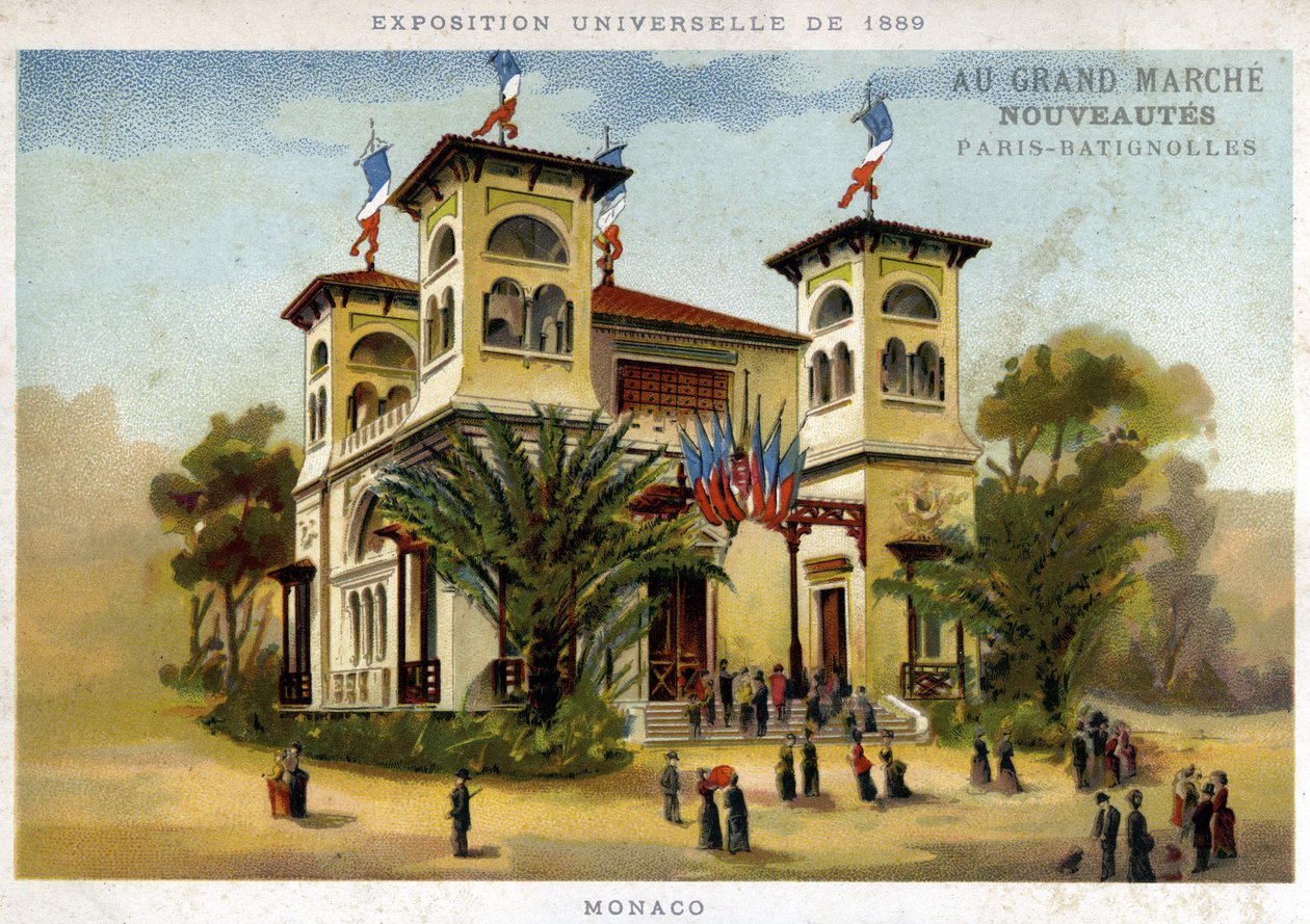 1889 Evrensel Sergisi. Monako Pavyonu. 19. yüzyılın sonlarında kromolitografi. by French School