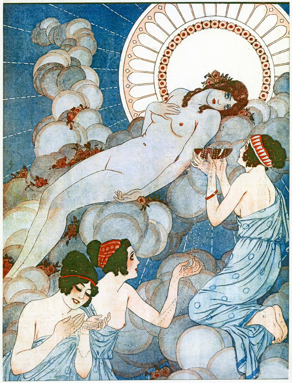Buluttaki Venüs, "La Vie Parisienne "den bir illüstrasyon by French School
