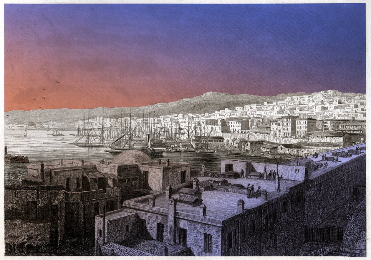 Cezayir manzarası. (gravür, yaklaşık 1850) by French School