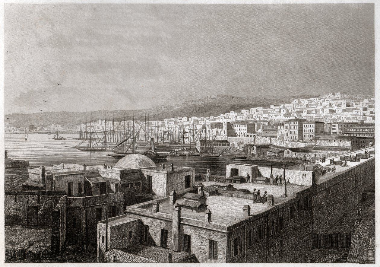 Cezayir manzarası. (gravür, yaklaşık 1850) by French School