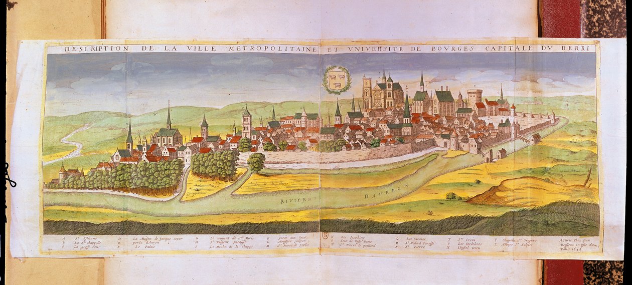 Bourges ve Üniversiteden Görünüm, Berry Başkenti, 1646 by French School