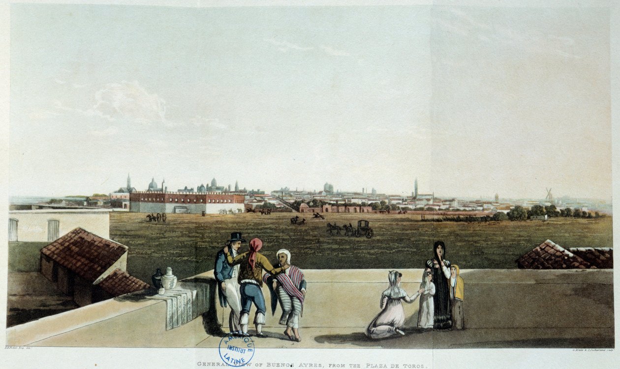 Arjantin'deki Buenos Aires'in görünümü. Vidal litografisi (1820) 19. yüzyıl. Paris, Latin Amerika Kütüphanesi by French School
