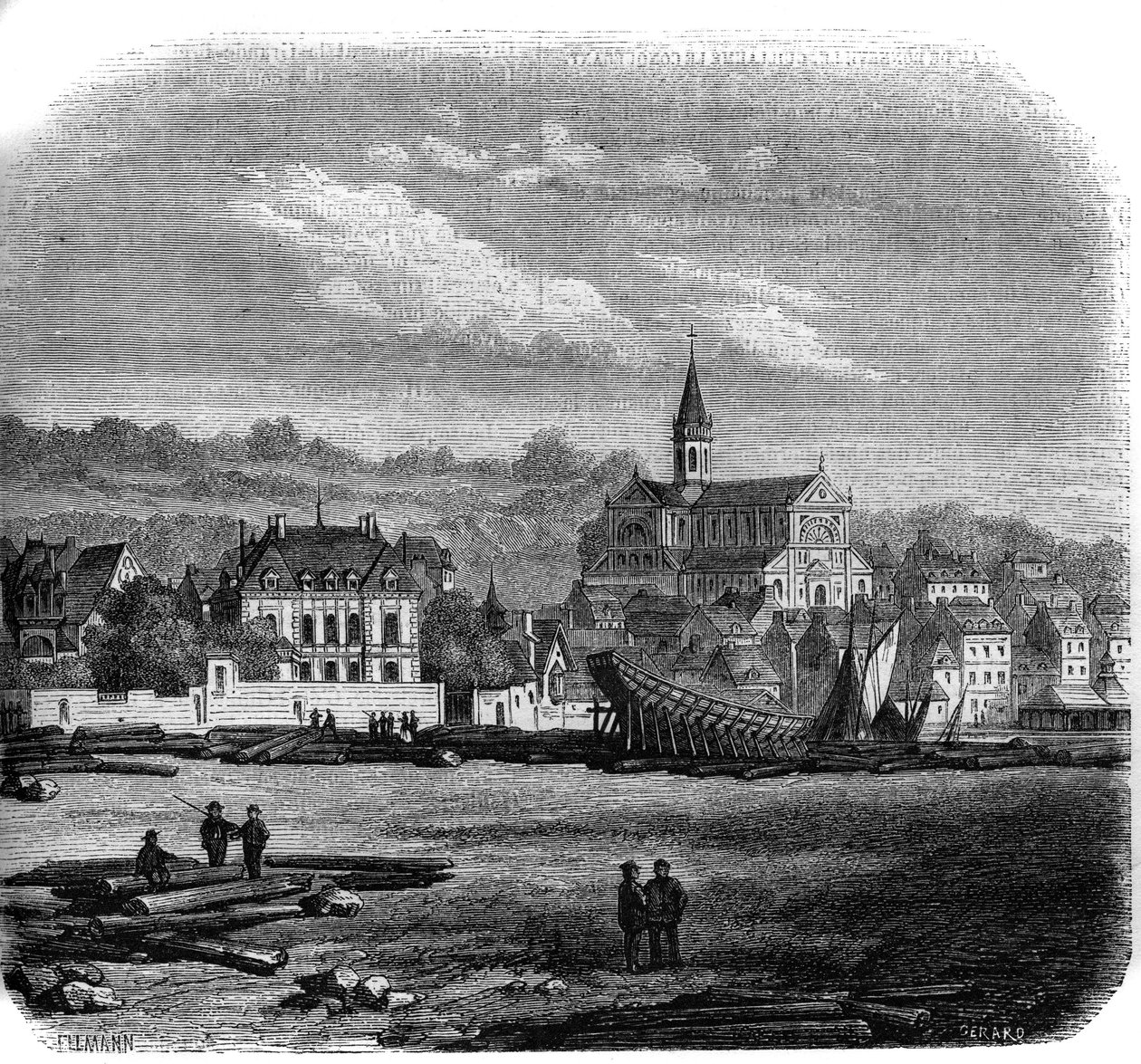 Yeni kilise ile Trouville sur Mer (Trouville-sur-Mer) manzarası. Kalvados (14). by French School